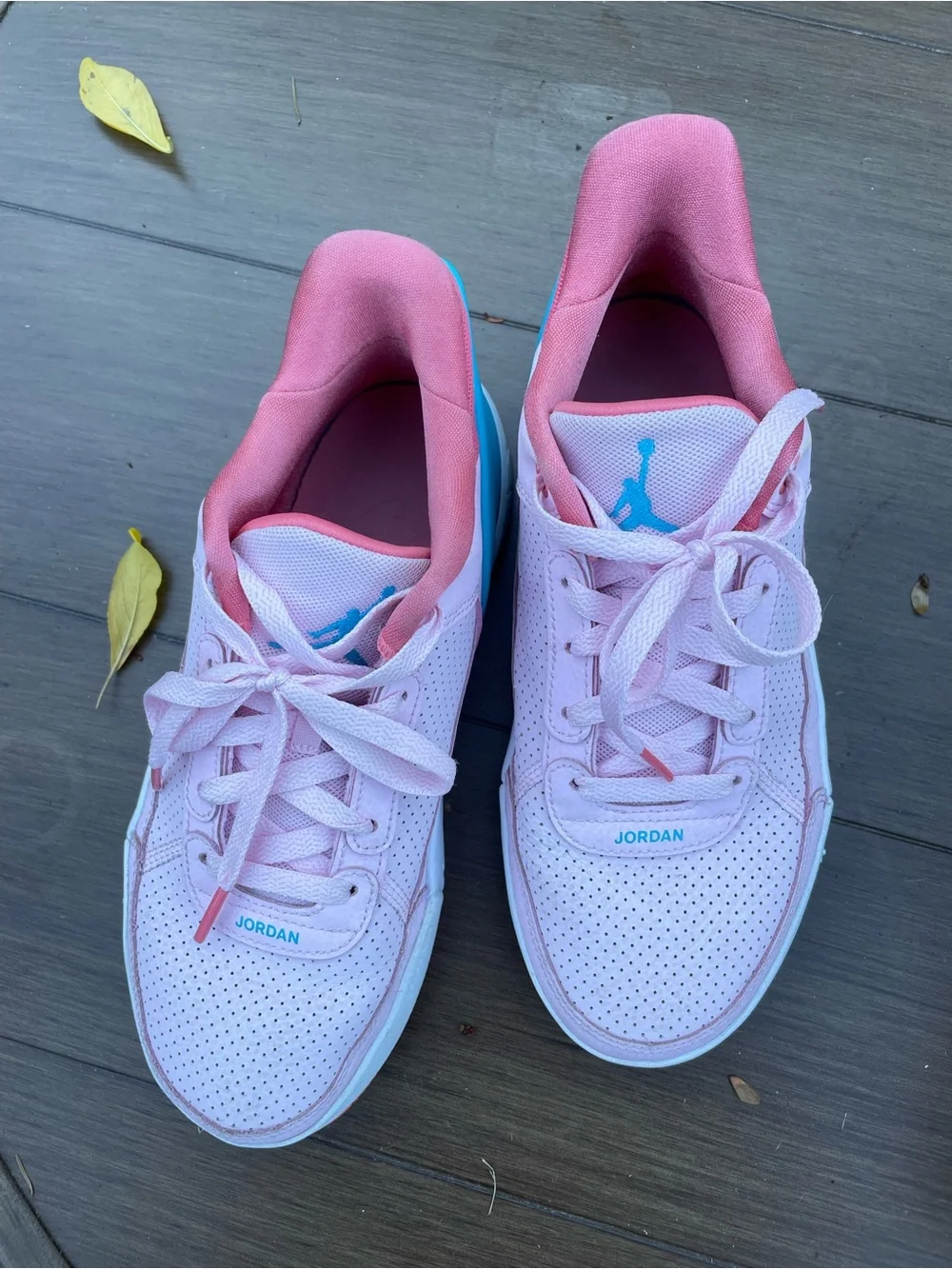 Jordan Kids Pink Sneakers with Teal Heel Accent